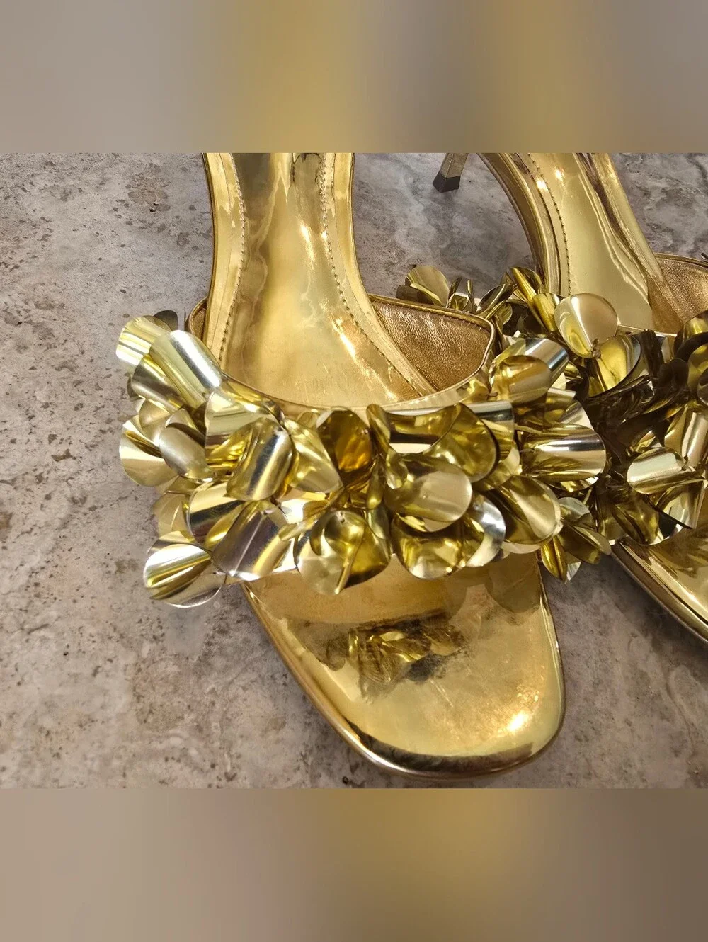 NWOB Larroude Greta Disco Mules Gold Size 9